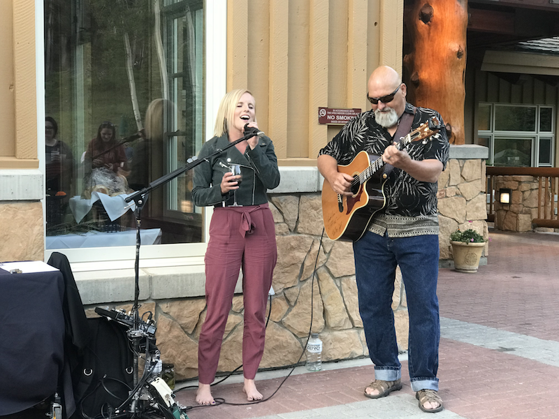 a band playing outside