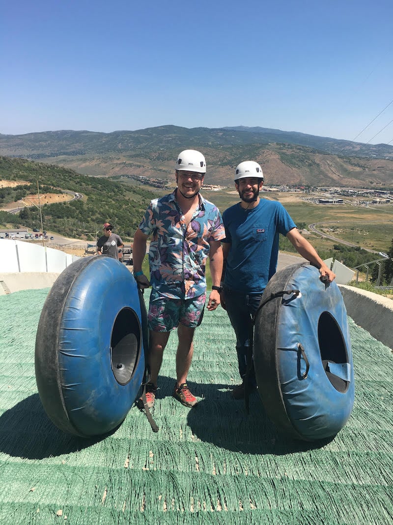 two SmartBugs on a tubing hill