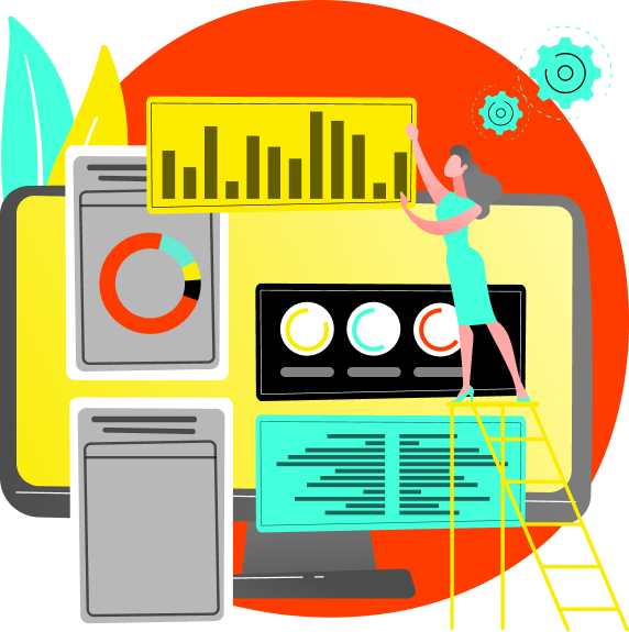 illustration of various charts and devices