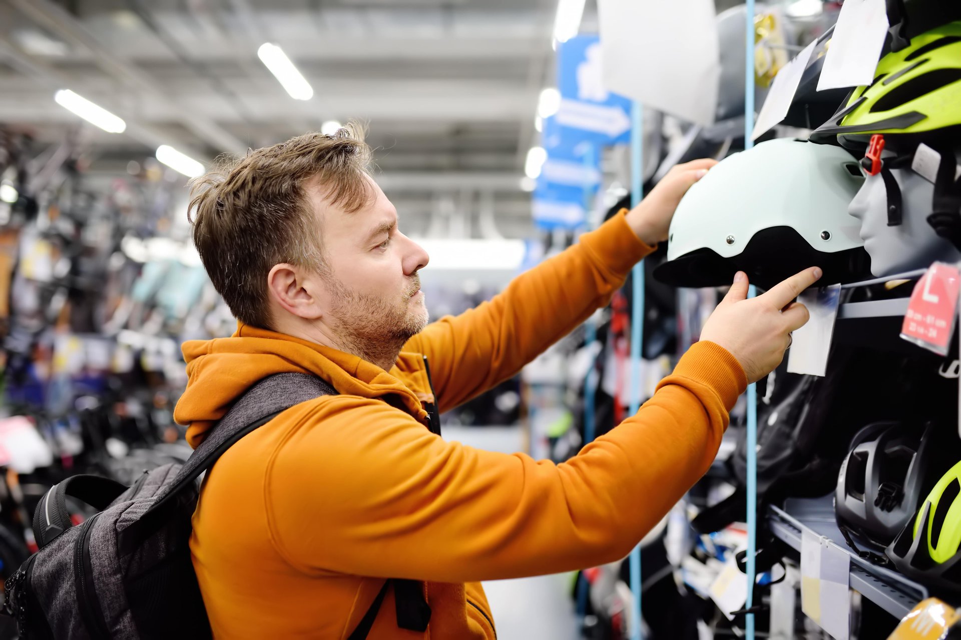 shopping at a sporting goods store