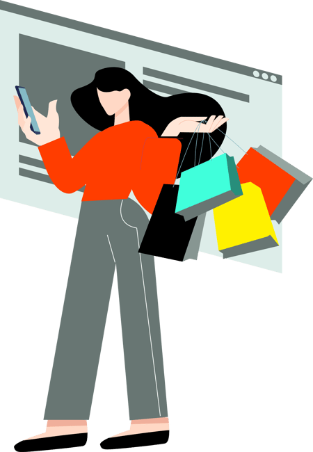 illustration of a woman using her phone