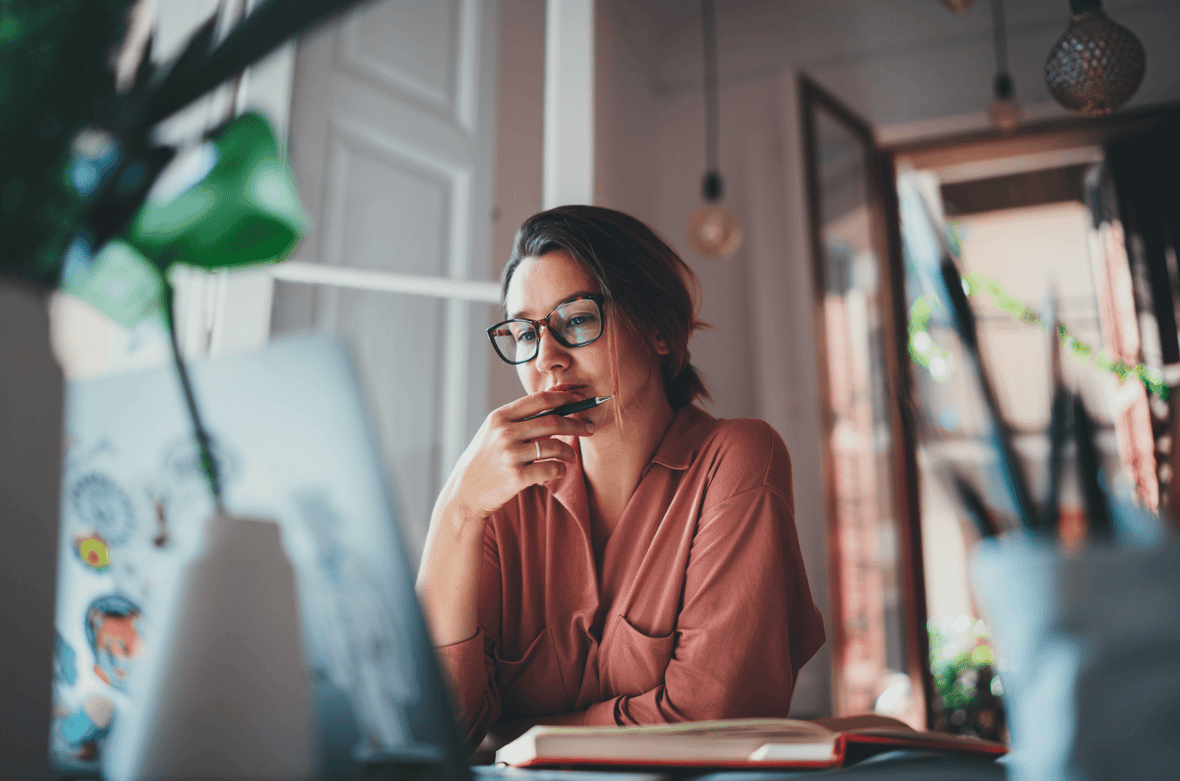 Woman in front of computer