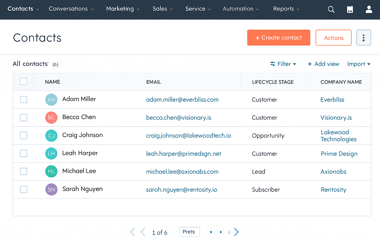 Clean CRM screenshot sample
