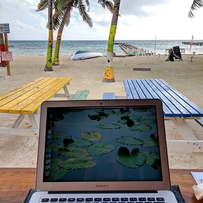 Working on the beach