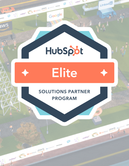 HubSpot elite partner badge on the inbound 2021 lawn