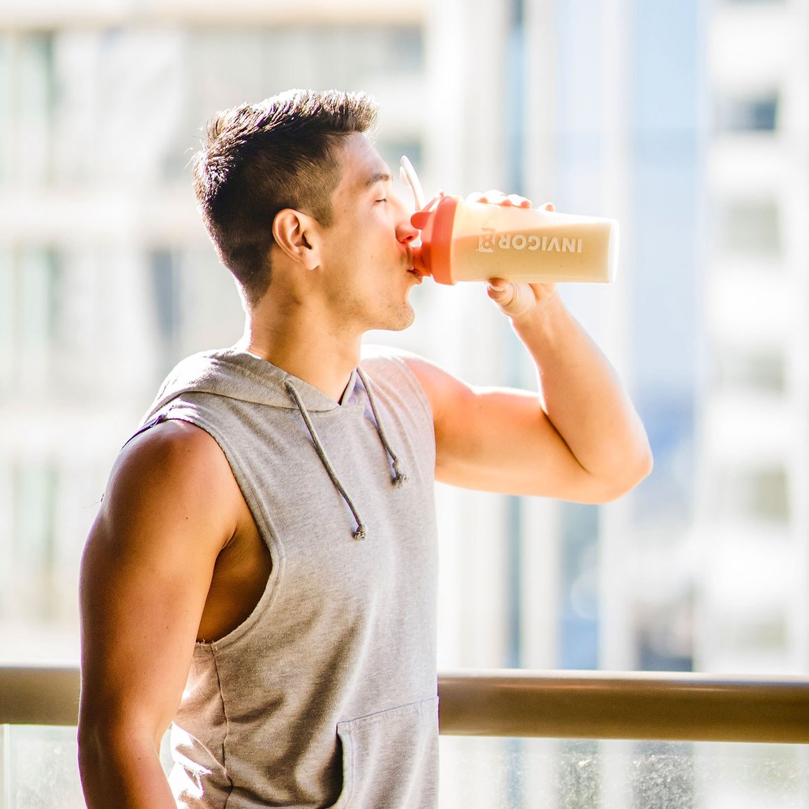 Man drinking a protein shake