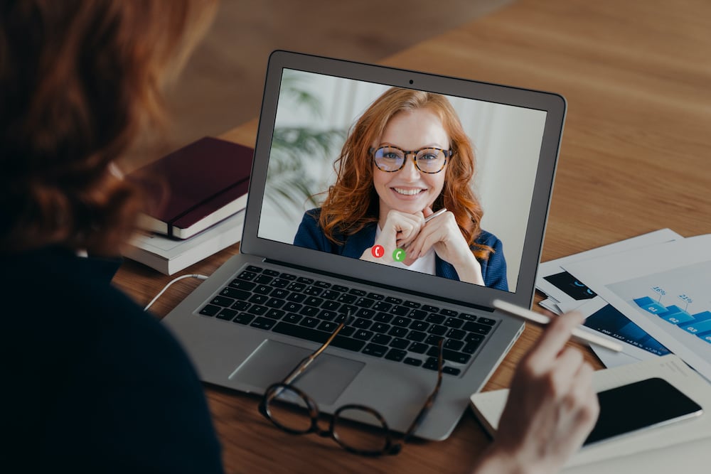 woman attending virtual event