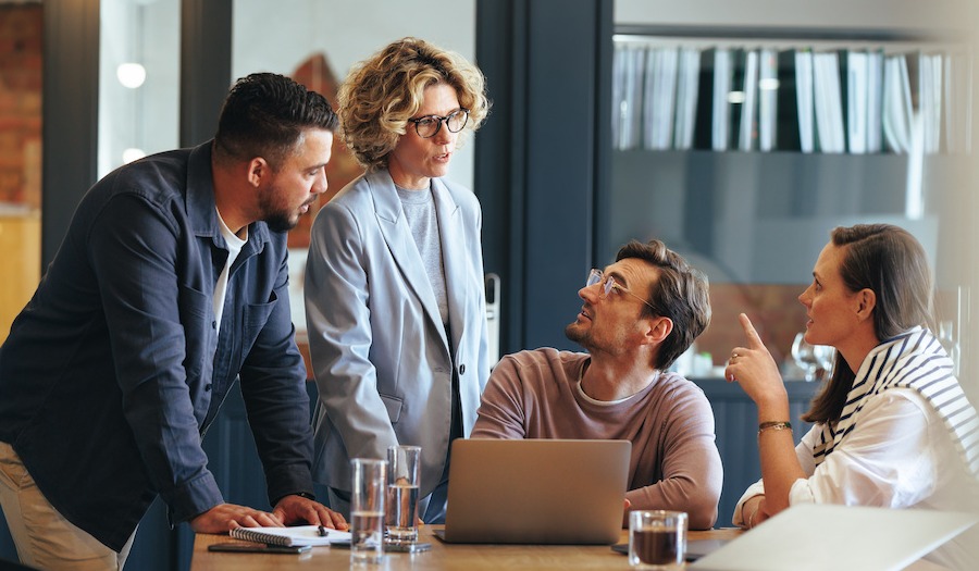 Business people having a meeting in a digital marketing agency