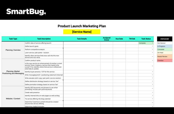 Product Launch Marketing Plan worksheet