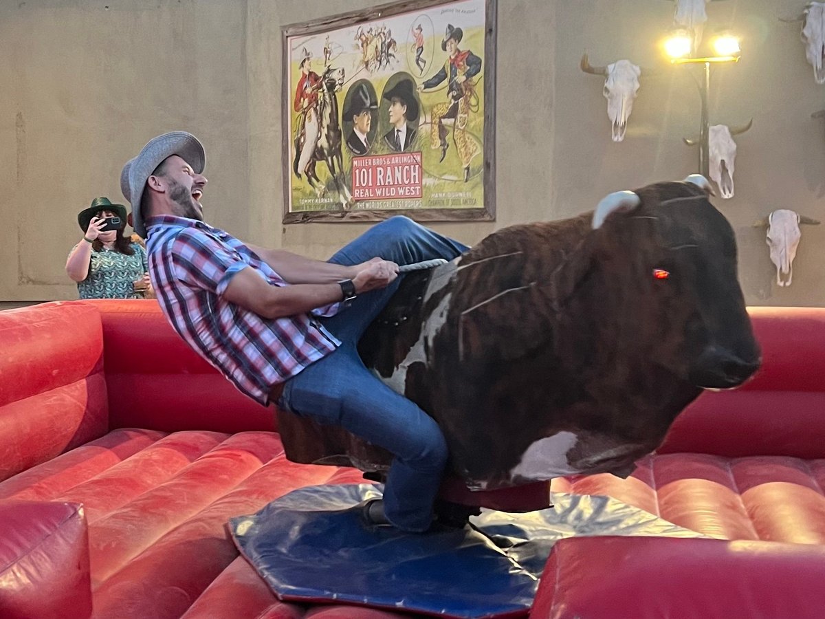 Damon riding the bull