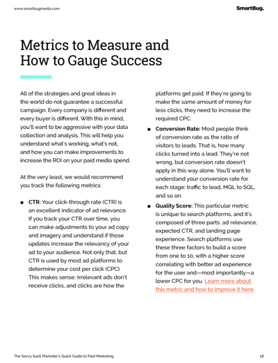 Metrics to measure success