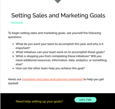 sales and marketing goals