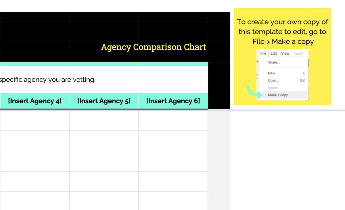 Agency Comparison Chart blank