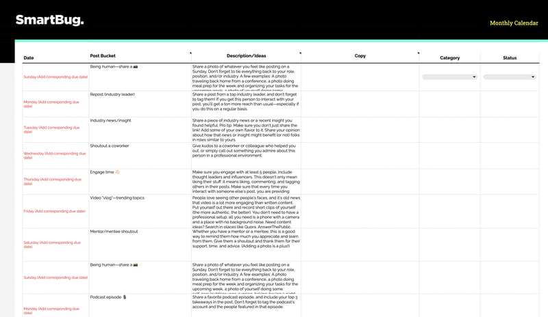 LinkedIn Post Planning Template