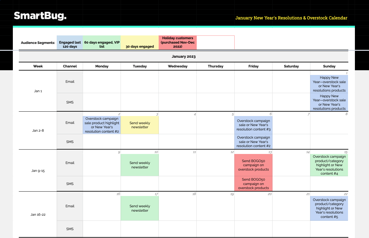 content calendar example