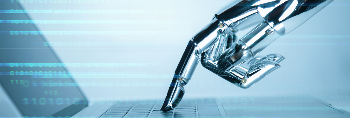 robot on a keyboard