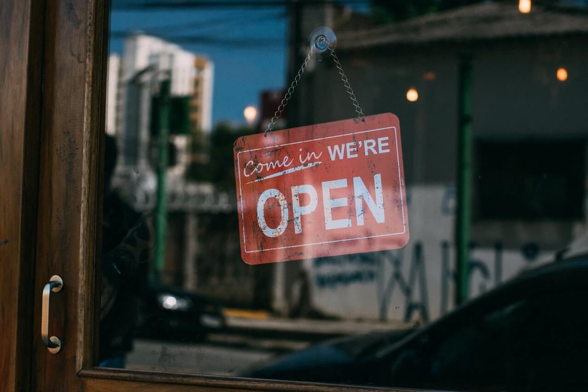 Open sign on a storefront